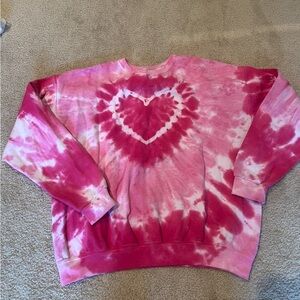 Pink Tie-Dye Heart Sweater urban outfitters